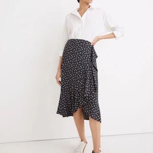 Madewell ruffle wrap midi skirt